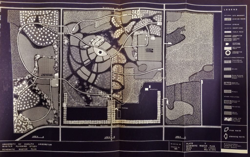 A black and white schematic map of The Arboretum